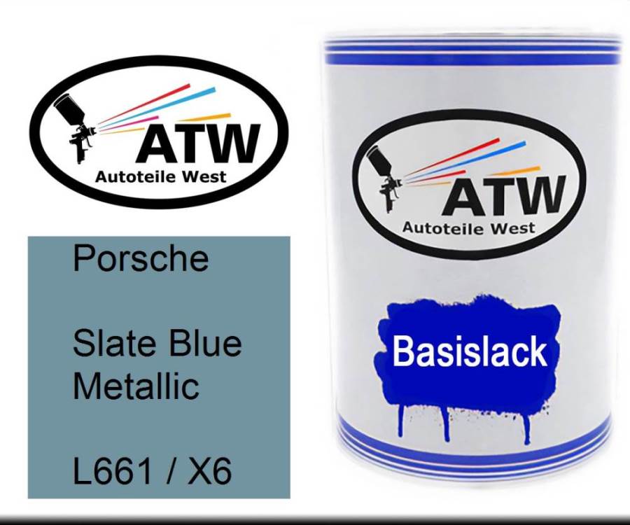 Porsche, Slate Blue Metallic, L661 / X6: 500ml Lackdose, von ATW Autoteile West.